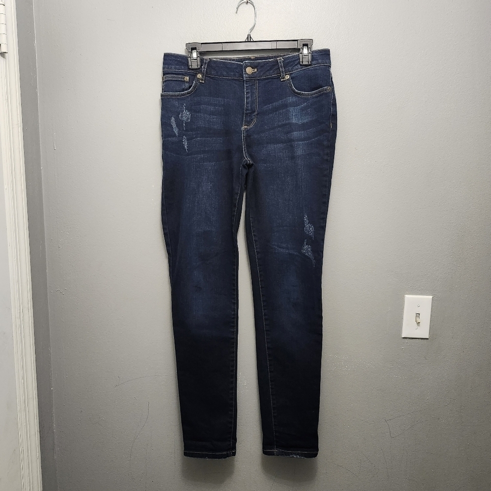 Garnet Hill women's jeans size 28 blue distressed organic cotton